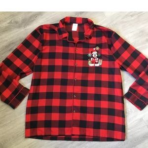 Mickey Mouse Pajamas Christmas Presents Red Plaid Adult Large Men Ladies Top